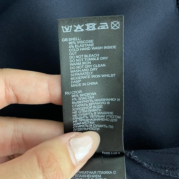 Reiss Navy Long Sleeve Keyhole Midi Dress Size 2 - Picture 9 of 10